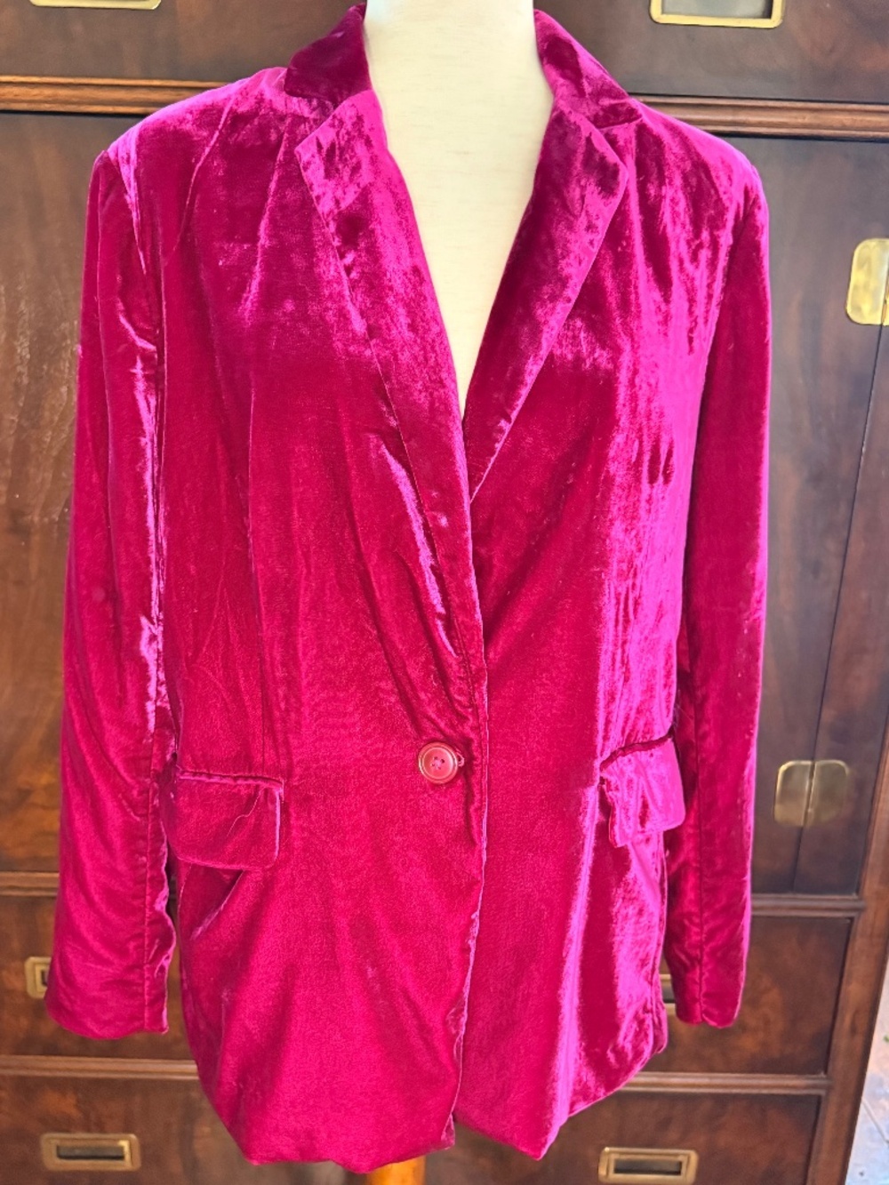 Anthropologie Maeve Pink Tessie Velvet Blazer Small